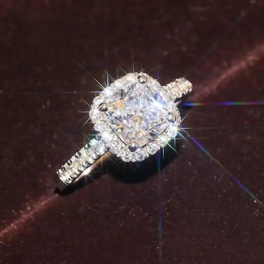 3.25Ct Cushion Cut Halo 925 Silver Ring